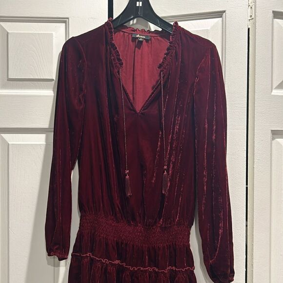 Ella Moss Red (cranberry) Velvet Dress, Size Medium - Picture 2 of 11
